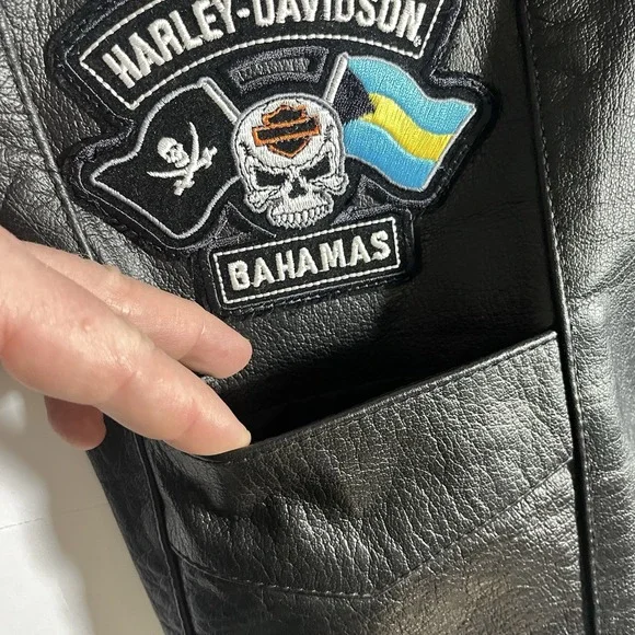 HARLEY-DAVIDSON American Top Genuine Leather Vest Size 36 Black Motorcycle Biker - Picture 5 of 14